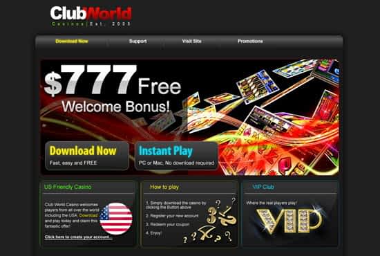 Club World Casino No Deposit Bonus