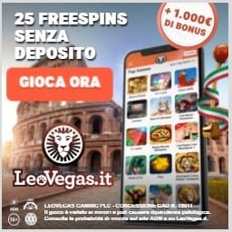 LeoVegas ottieni 25 giri gratis